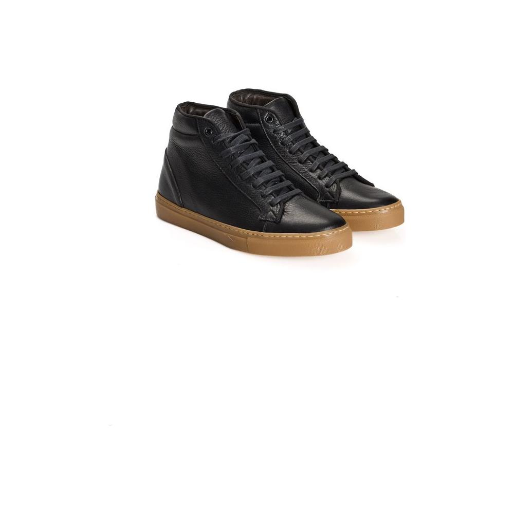 Roberto Pepe Luxury Black Calfskin Men Sneaker Roberto Pepe Luxury