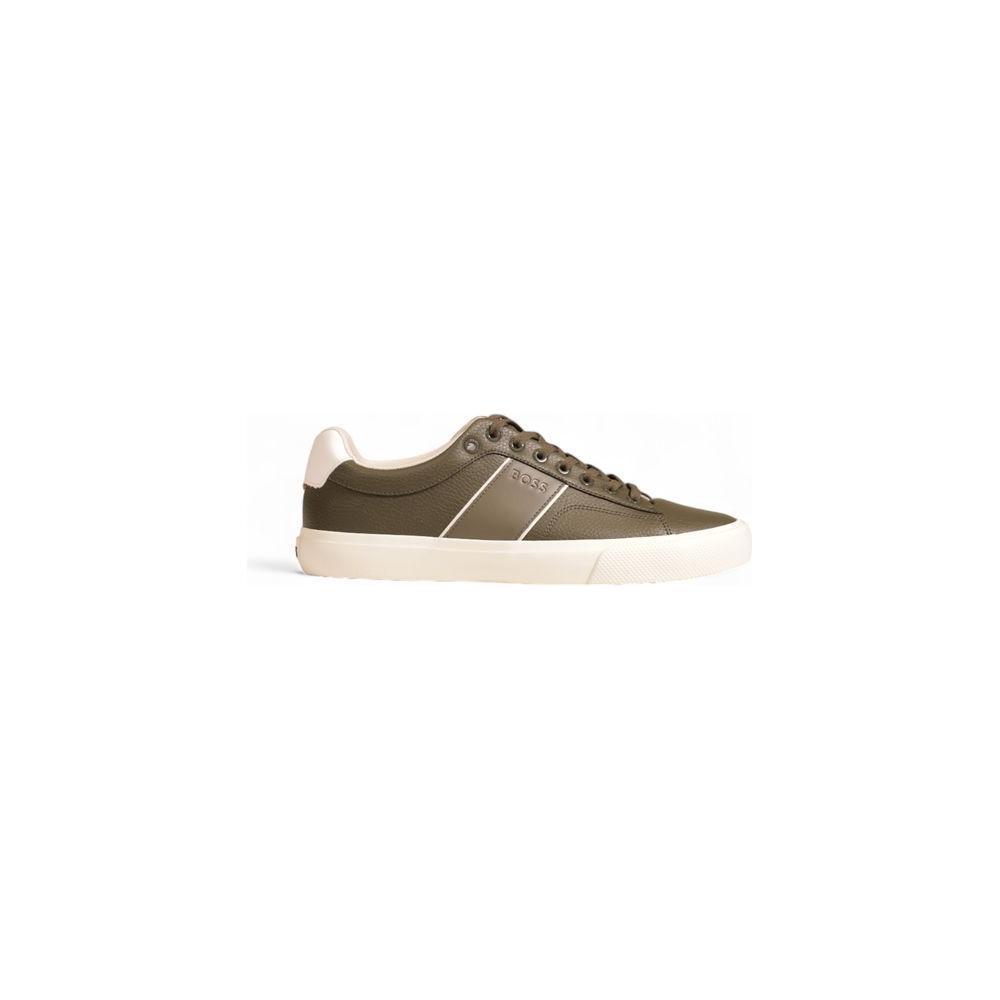 Hugo Boss Green Leather Sneaker Hugo Boss