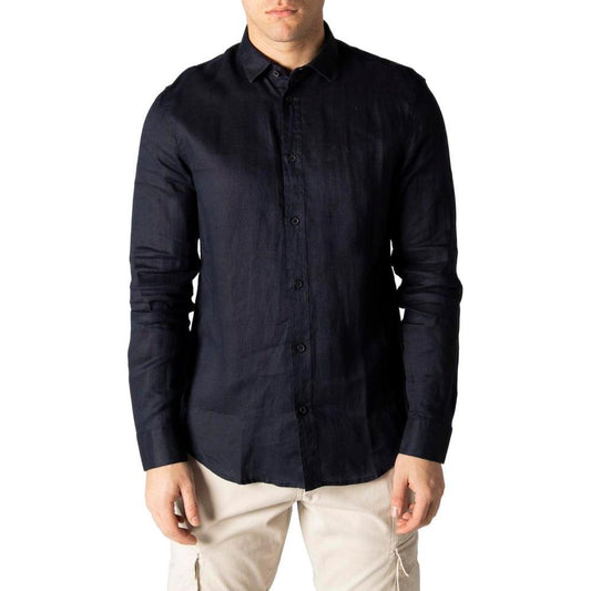 Armani Exchange Blue Linen Shirt Armani Exchange