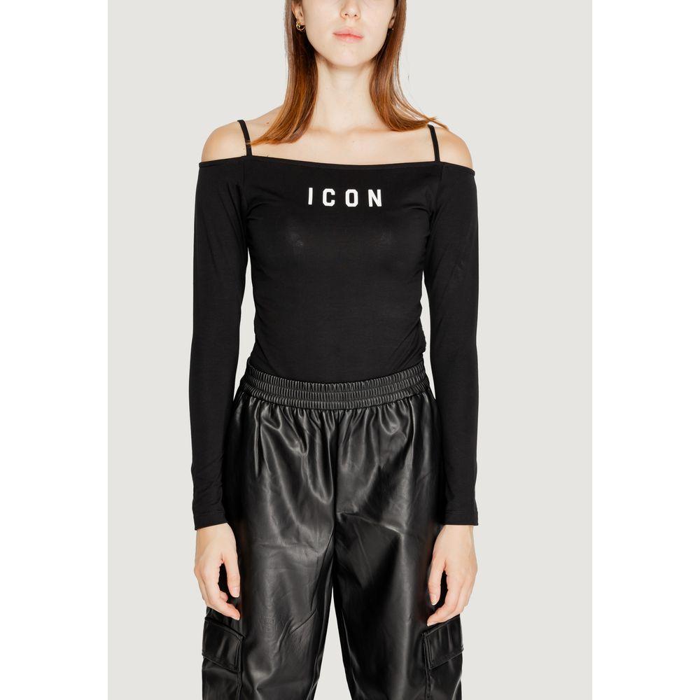 Icon Black Cotton Tops & T-Shirt Icon