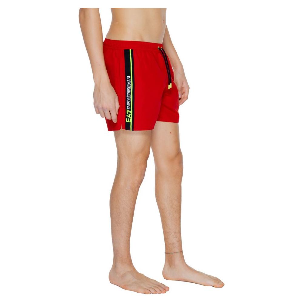 EA7 Emporio Armani Red Polyester Swimwear EA7 Emporio Armani