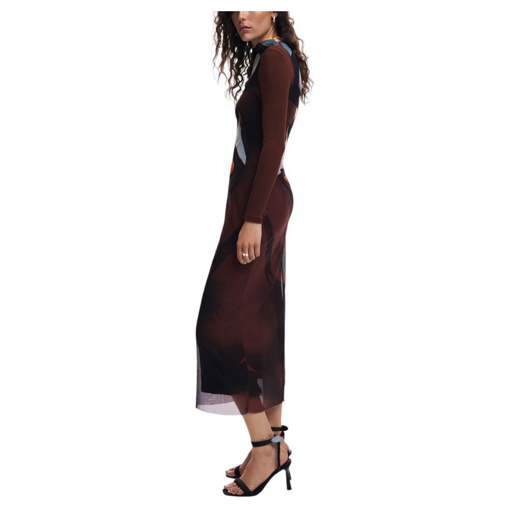 Desigual Brown Polyester Dress Desigual