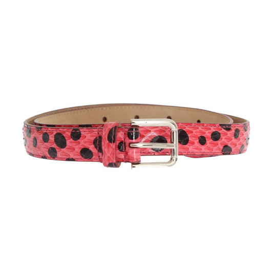 Dolce & Gabbana Pink Polka Snakeskin Silver Buckle Belt