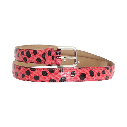 Dolce & Gabbana Polka Dot Snakeskin Belt with Silver Buckle Belt Dolce & Gabbana