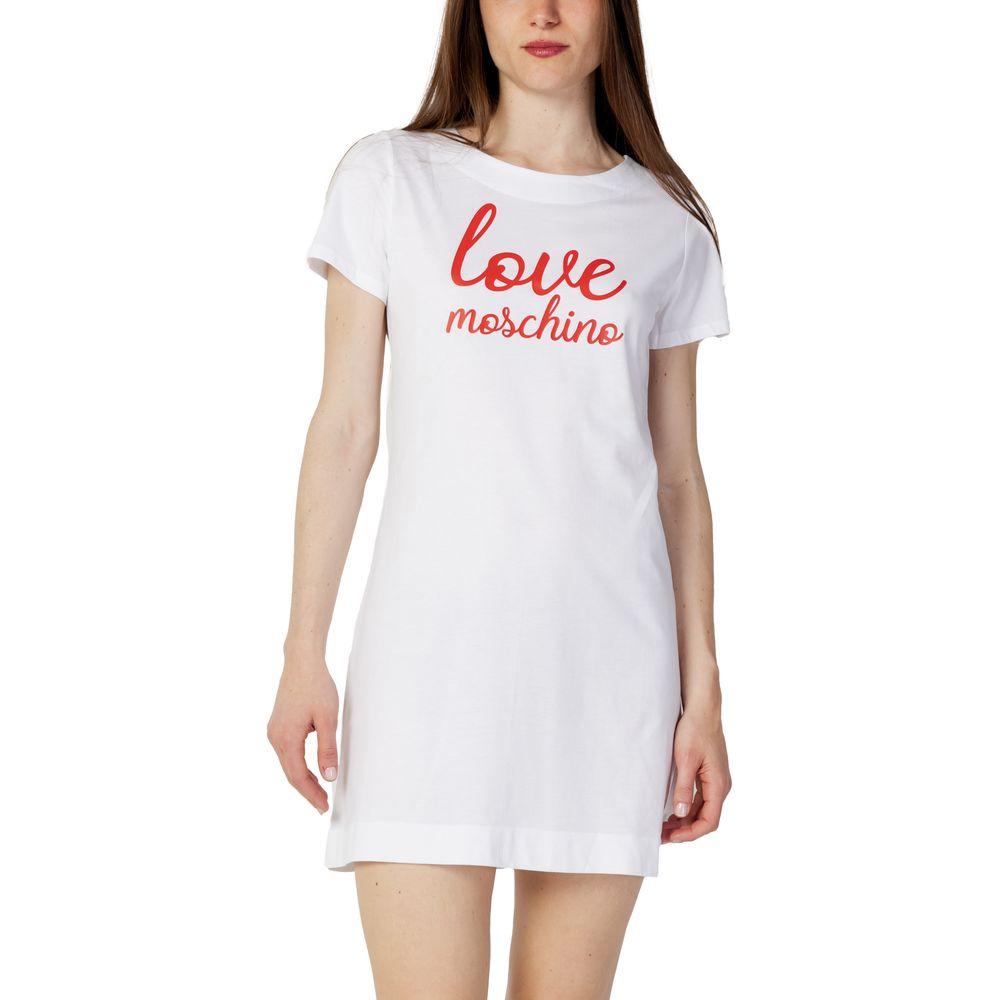 Love Moschino White Cotton Dress Love Moschino