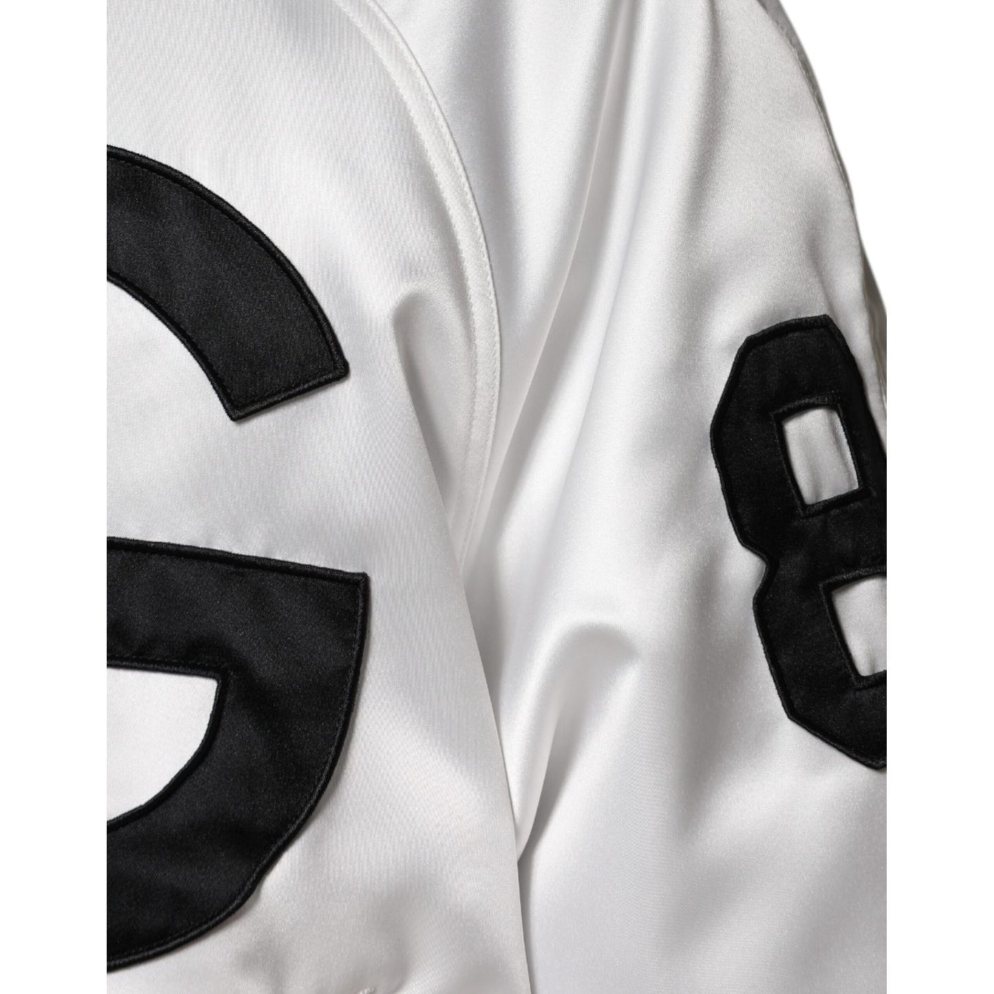 Dolce & Gabbana White Polyester Logo Full Zip Bomber Jacket 1728,67345645728,Black and White,Bombers - Jackets & Coats - Clothing,Clothing,Dolce & Gabbana,IT50 | L,IT52 | XL,IT54 | XL,Jackets & Coats - Clothing,Jackets - Men - Clothing,Material: 100% Poly