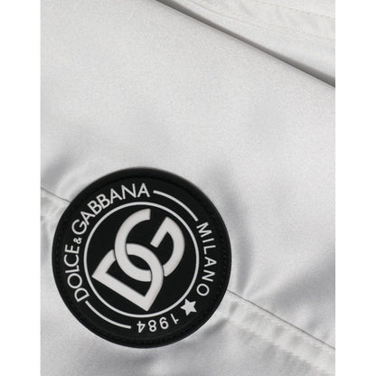 Dolce & Gabbana White Polyester Logo Full Zip Bomber Jacket 1728,67345645728,Black and White,Bombers - Jackets & Coats - Clothing,Clothing,Dolce & Gabbana,IT50 | L,IT52 | XL,IT54 | XL,Jackets & Coats - Clothing,Jackets - Men - Clothing,Material: 100% Poly