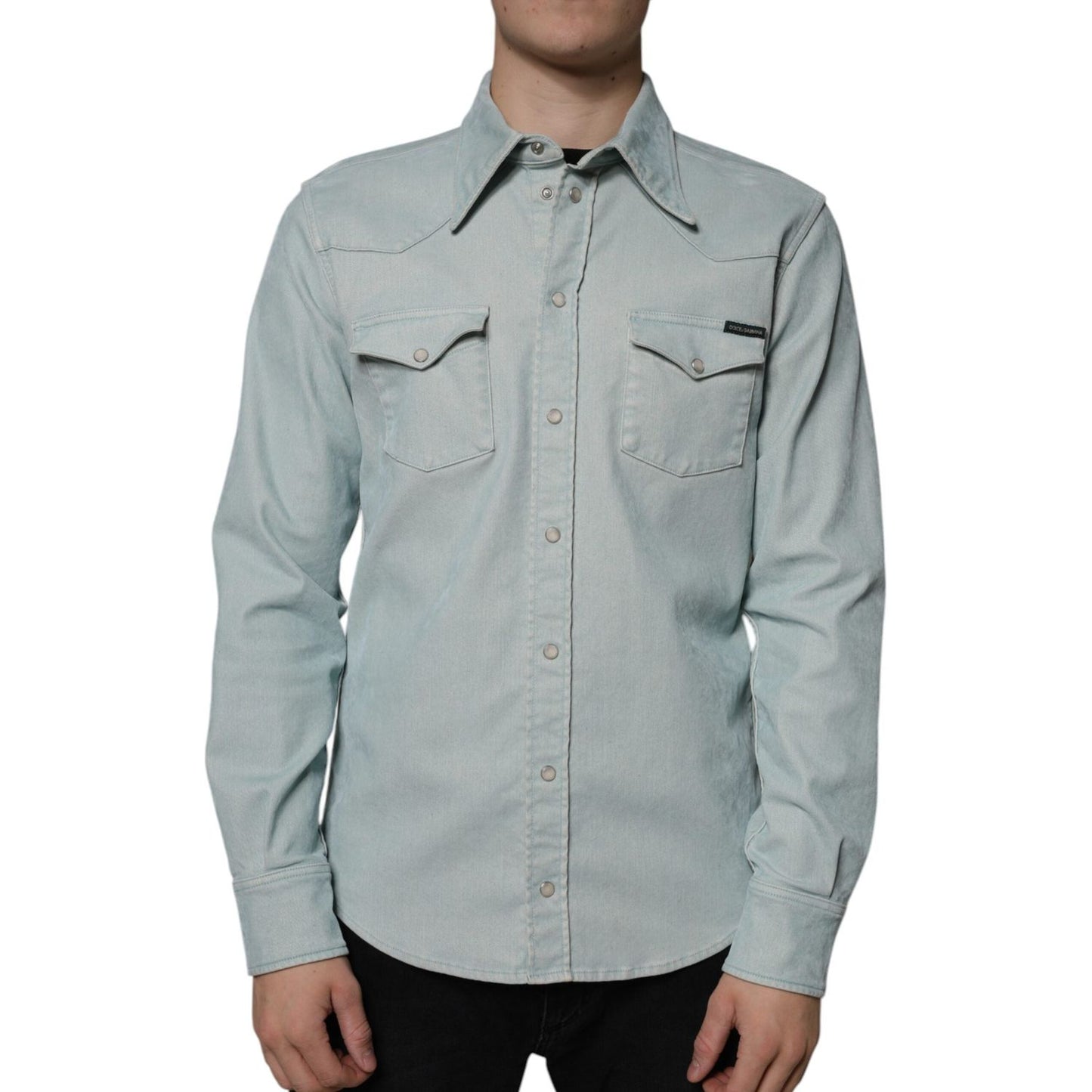 Dolce & Gabbana Light Blue Cotton Button Down Casual Shirt Dolce & Gabbana