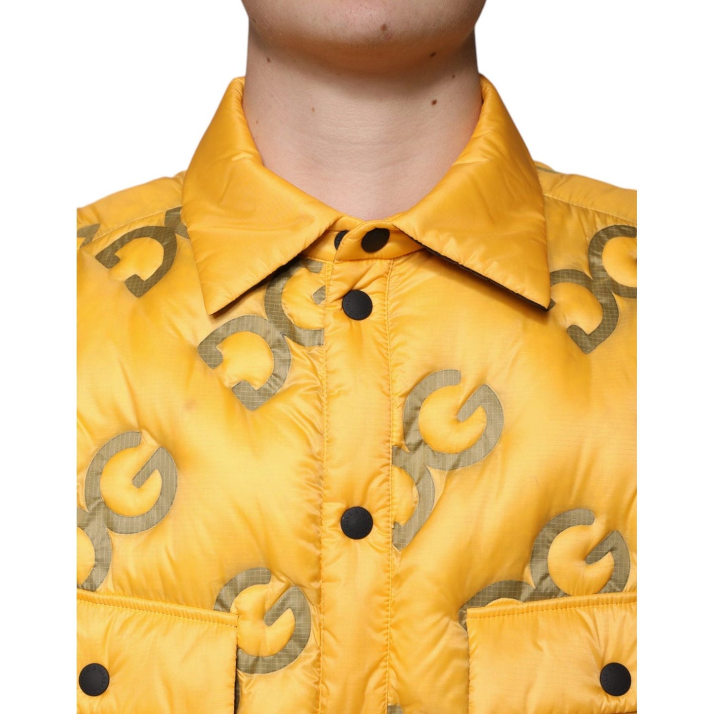 Dolce & Gabbana Yellow Logo Padded Buttoned Blouson Jacket Dolce & Gabbana