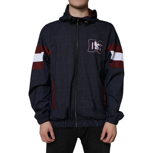 Dolce & Gabbana Blue Logo Full Zip Hooded Men Bomber Jacket Dolce & Gabbana Black