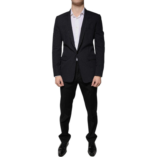Dolce & Gabbana Black Stripe Single Breasted Formal Suit Dolce & Gabbana Black