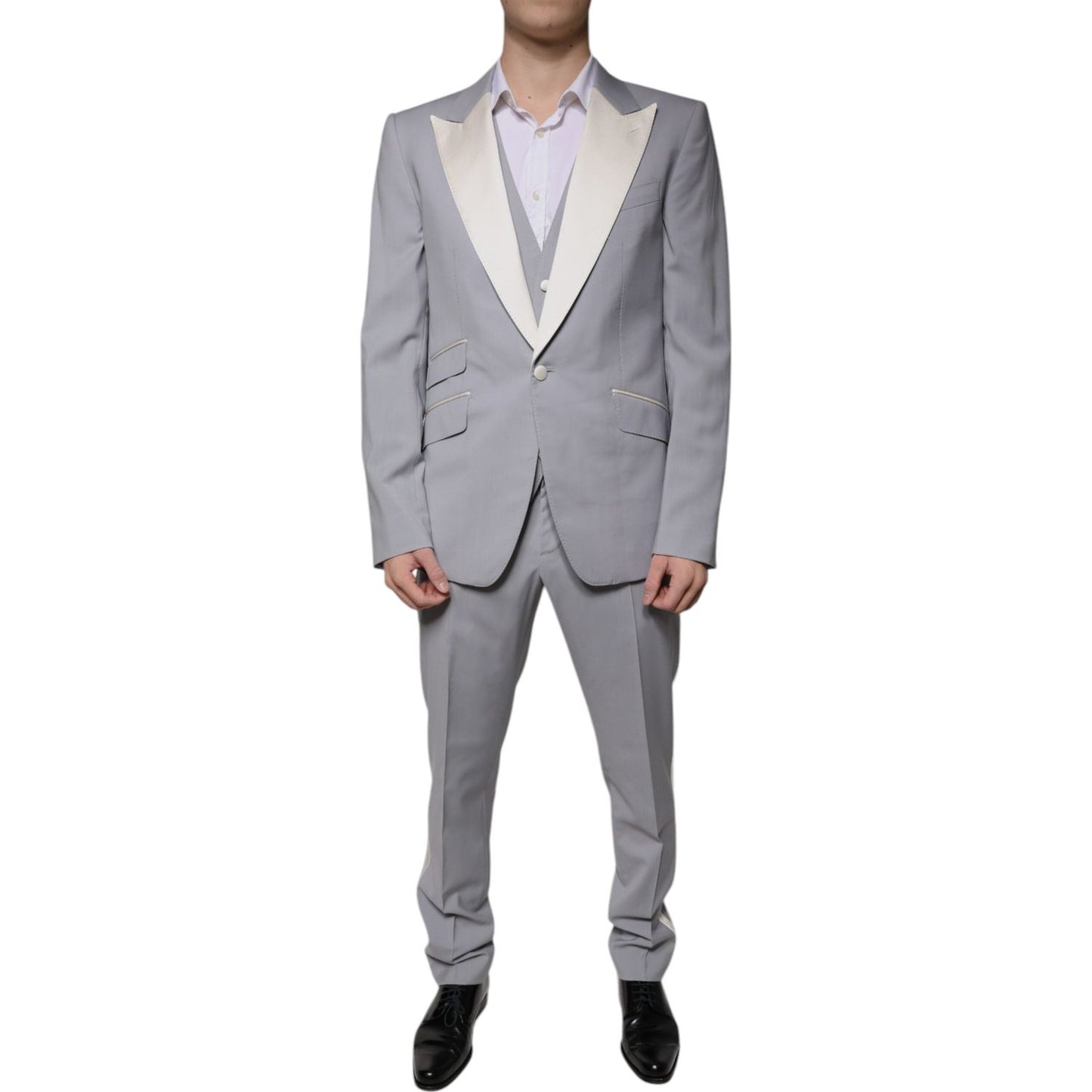 Dolce & Gabbana Gray Wool 3 Piece Slim Fit Formal Suit Dolce & Gabbana Light Slate Gray