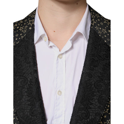 Dolce & Gabbana Black Stars Jacquard SICILIA 2 Piece Suit
