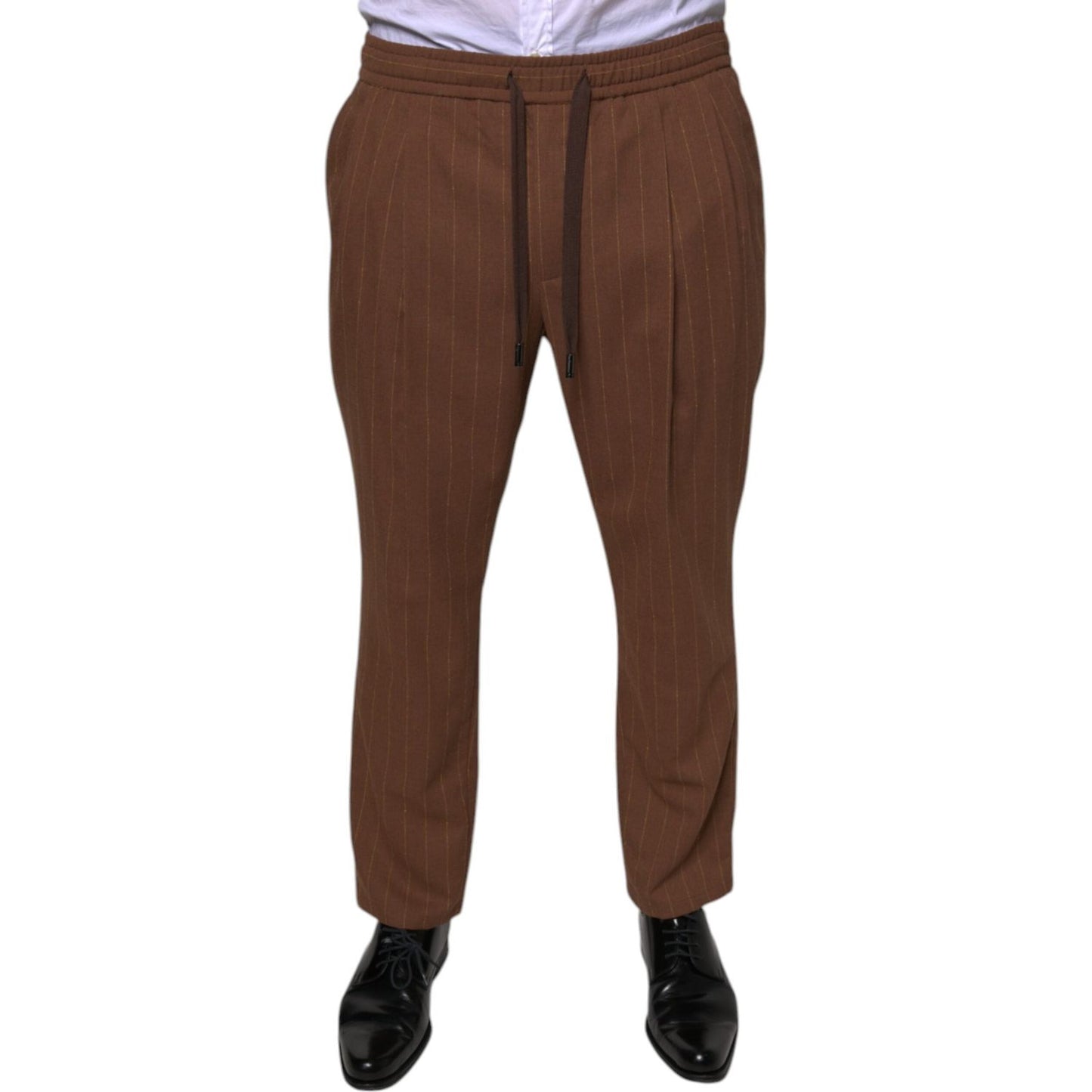 Dolce & Gabbana Brown Stripes Skinny Men Dress Pants Dolce & Gabbana Dark Olive Green