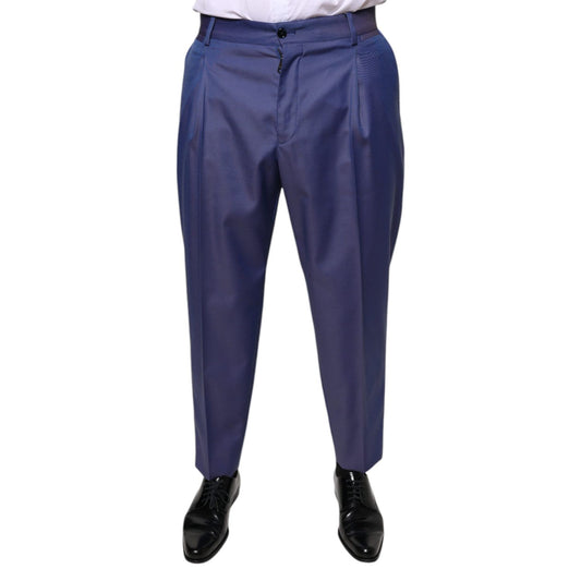 Dolce & Gabbana Blue Wool Tapered Formal Dress Pants