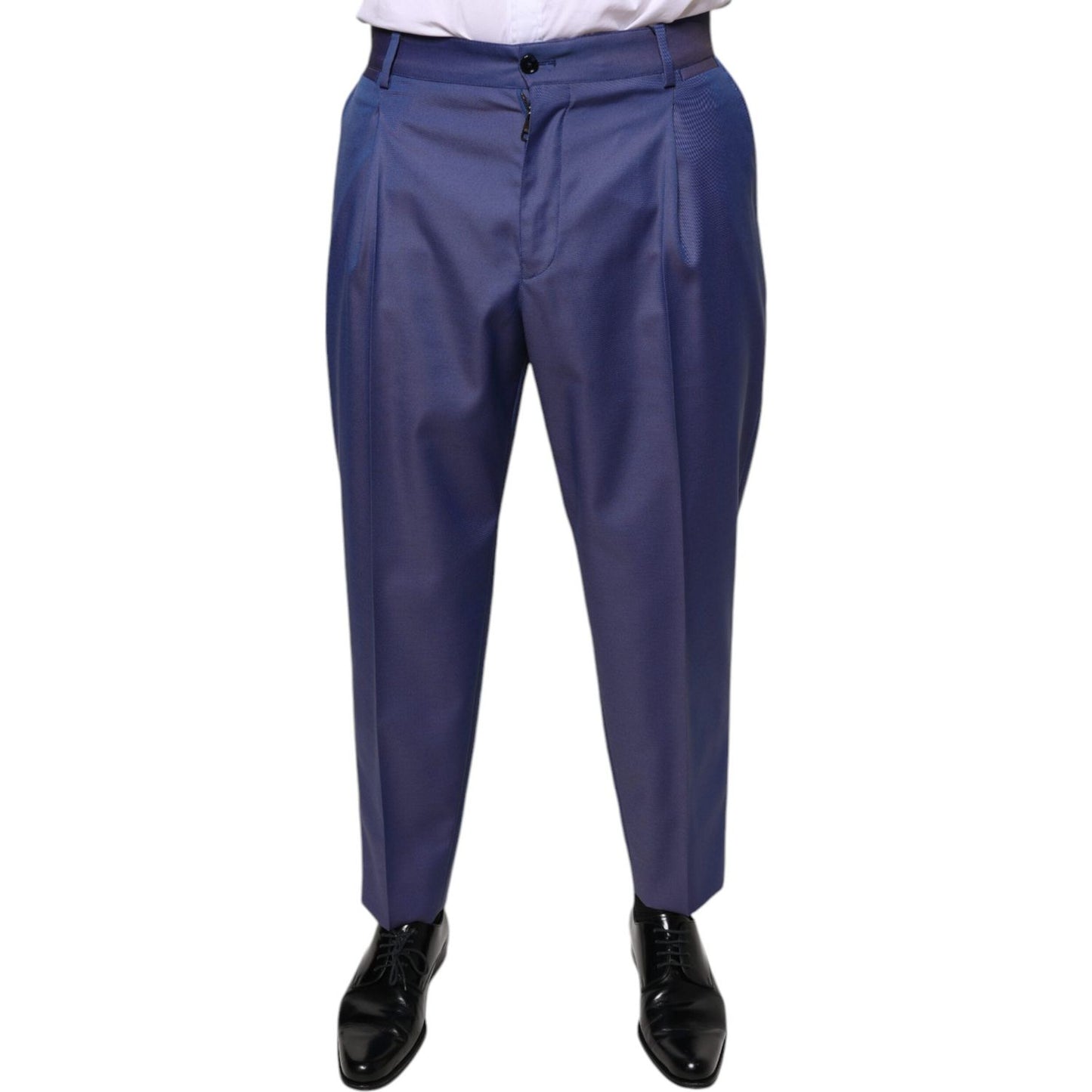 Dolce & Gabbana Blue Wool Tapered Formal Dress Pants Dolce & Gabbana Dark Slate Gray