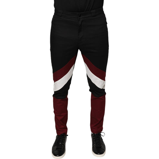 Dolce & Gabbana Multicolor Stripe Skinny Cotton Pants Dolce & Gabbana Black