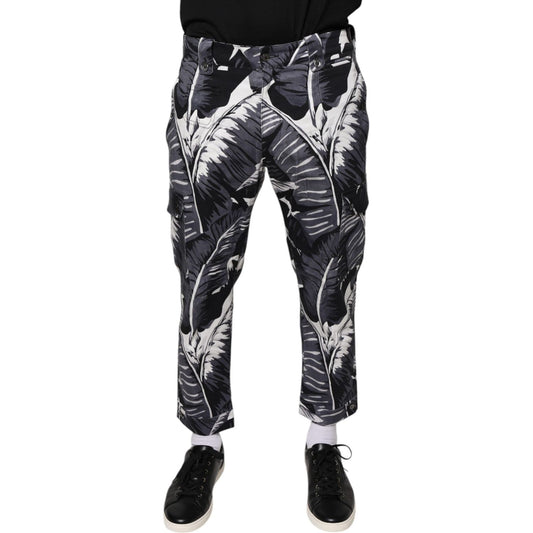 Dolce & Gabbana Gray Banana Leaf Cotton Stretch Capri Pants Dolce & Gabbana Dark Slate Gray