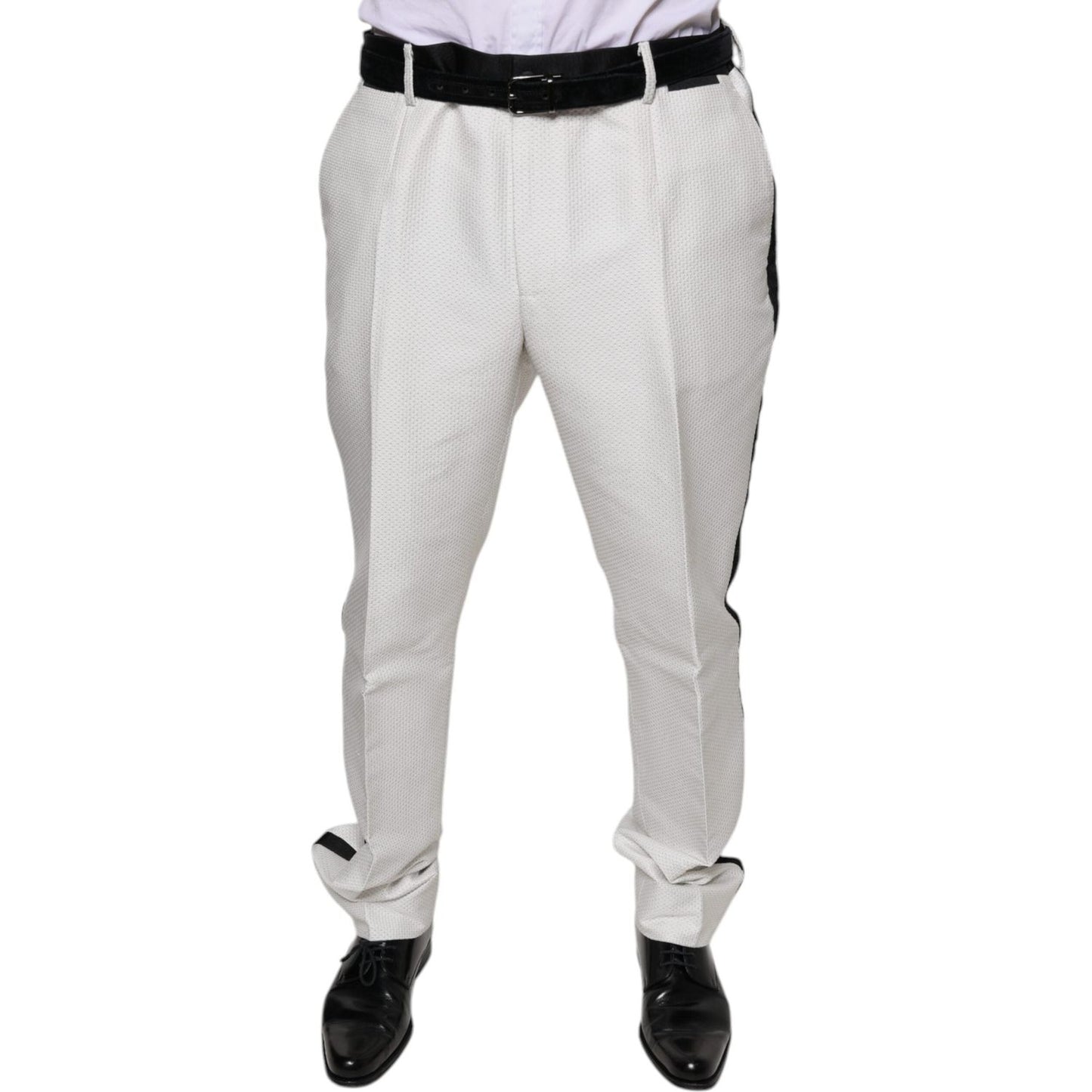 Dolce & Gabbana White Polyester Formal Dress Pants Dolce & Gabbana Gray