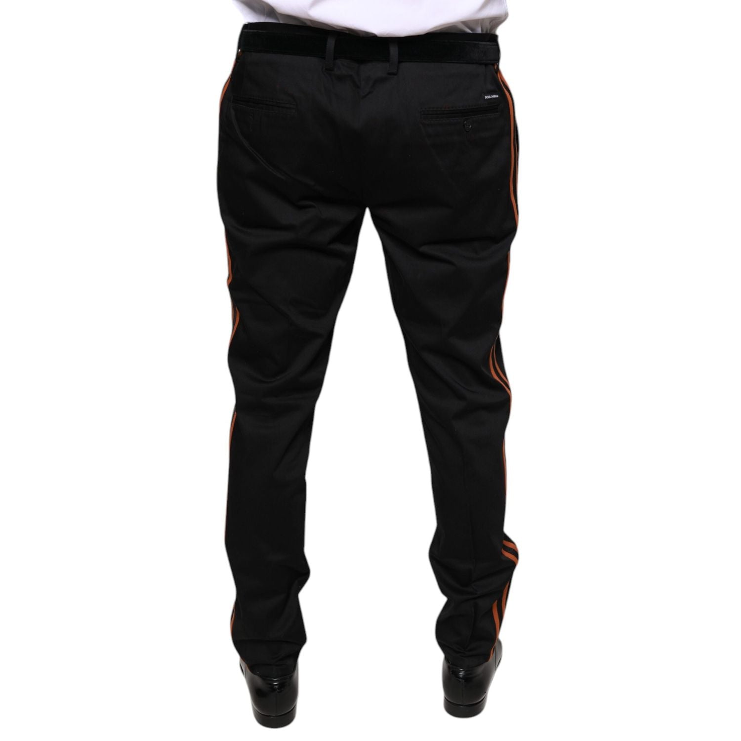 Dolce & Gabbana Black Cotton Stretch Skinny Men Dress Pants