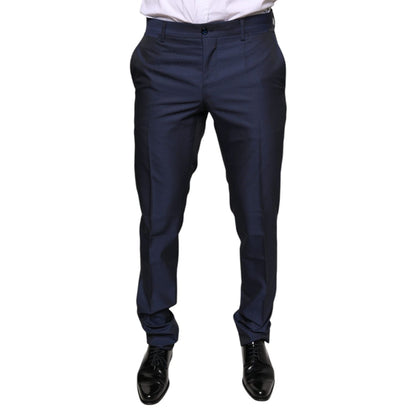 Dolce & Gabbana Blue Polyester Formal Tuxedo Pants