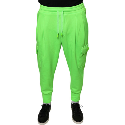 Dolce & Gabbana Neon Green Polyester Cargo Jogger Sweatpants Pants Dolce & Gabbana Yellow Green