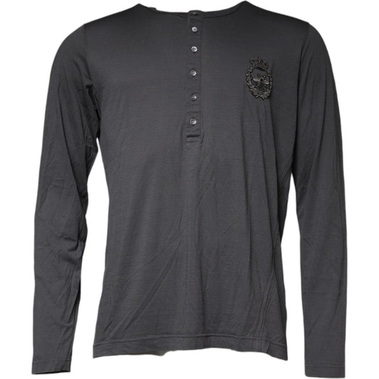 Dolce & Gabbana Gray Crown Bee Embroidery Pullover Sweater Dolce & Gabbana Dark Slate Gray