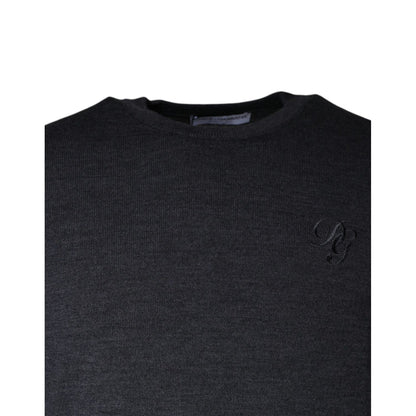 Dolce & Gabbana Dark Gray Wool Crew Neck Pullover Sweater
