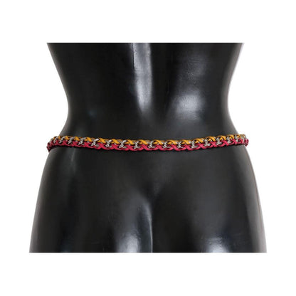 Dolce & Gabbana Red Yellow Leather Crystal Belt Belt
