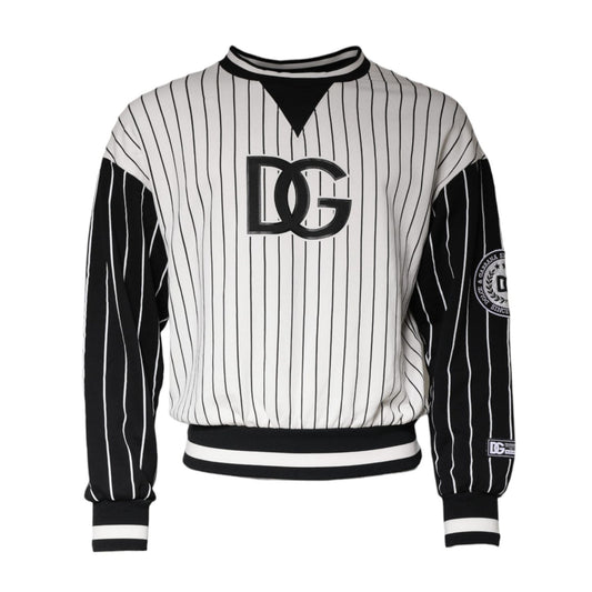 Dolce & Gabbana Black White Stripes Logo Sweatshirt Sweater