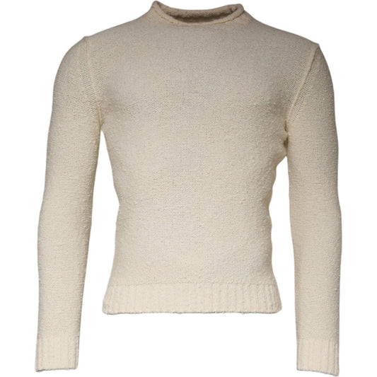 KANGRA Beige Wool Knit Long Sleeve Round Neck Pullover Sweater KANGRA Gray