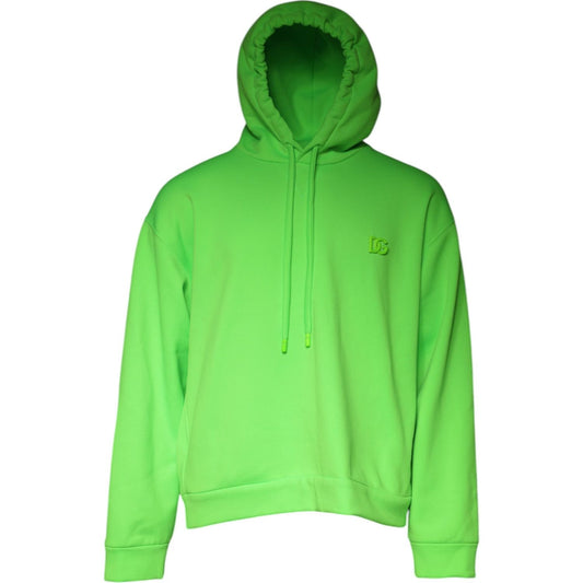 Dolce & Gabbana Green Logo Hooded Pullover Men Sweatshirt Sweater Dolce & Gabbana Yellow Green