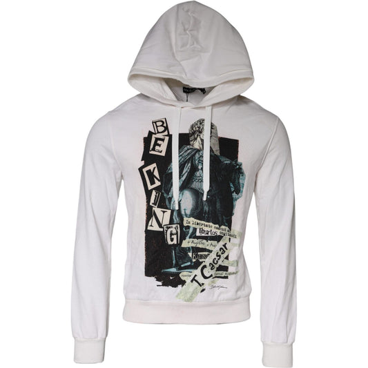 Dolce & Gabbana White Caesar Cotton Hooded Pullover Sweater Dolce & Gabbana Gray