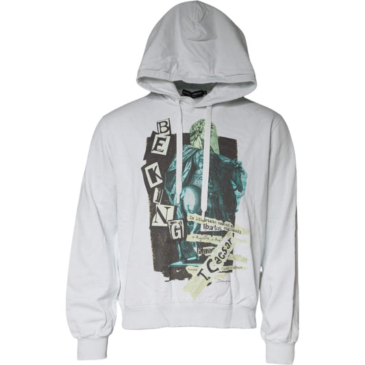 Dolce & Gabbana White Caesar Cotton Hooded Pullover Sweater Dolce & Gabbana Light Gray