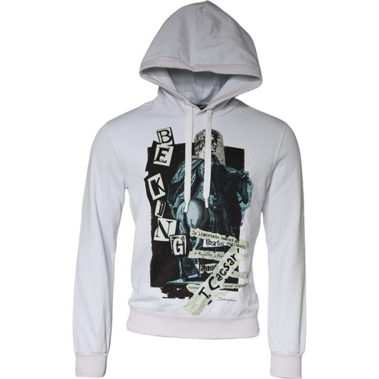 Dolce & Gabbana White Caesar Cotton Hooded Pullover Sweater Dolce & Gabbana Gray