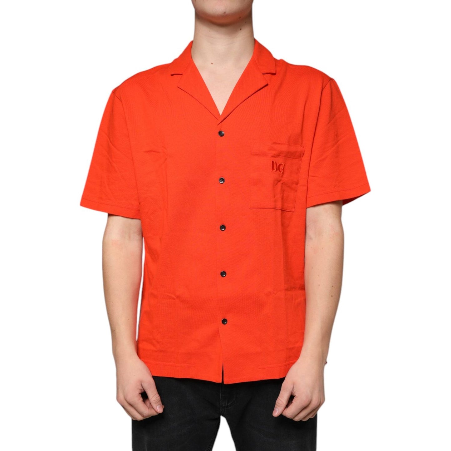 Dolce & Gabbana Orange Cotton Button Down Casual Polo Shirt Dolce & Gabbana Orange Red