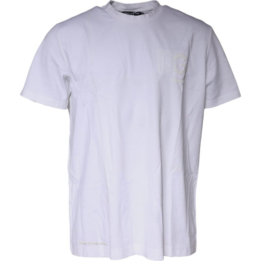 Dolce & Gabbana White Embossed Logo Crew Neck T-shirt Dolce & Gabbana Light Gray