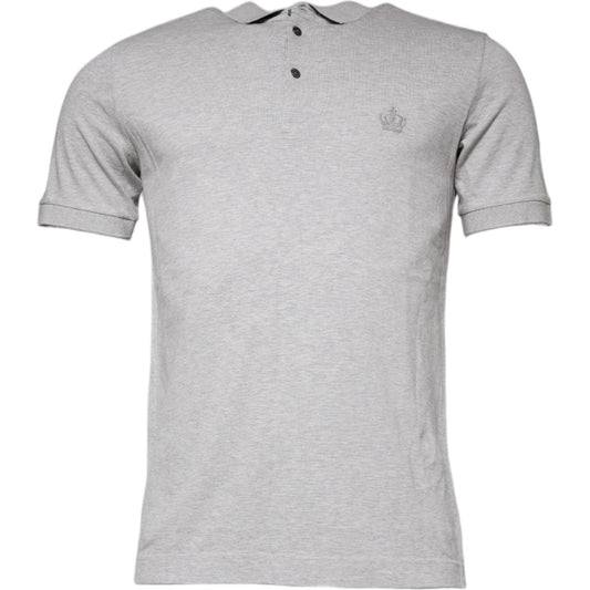 Dolce & Gabbana Gray Crown Collared ShortSleeve Polo T-shirt Dolce & Gabbana Gray
