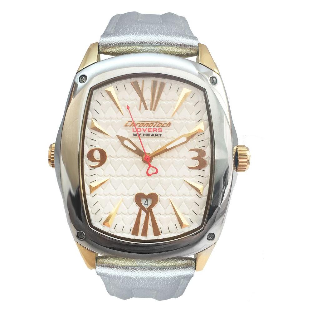 Chronotech Gold Leather Watch Chronotech Light Gray