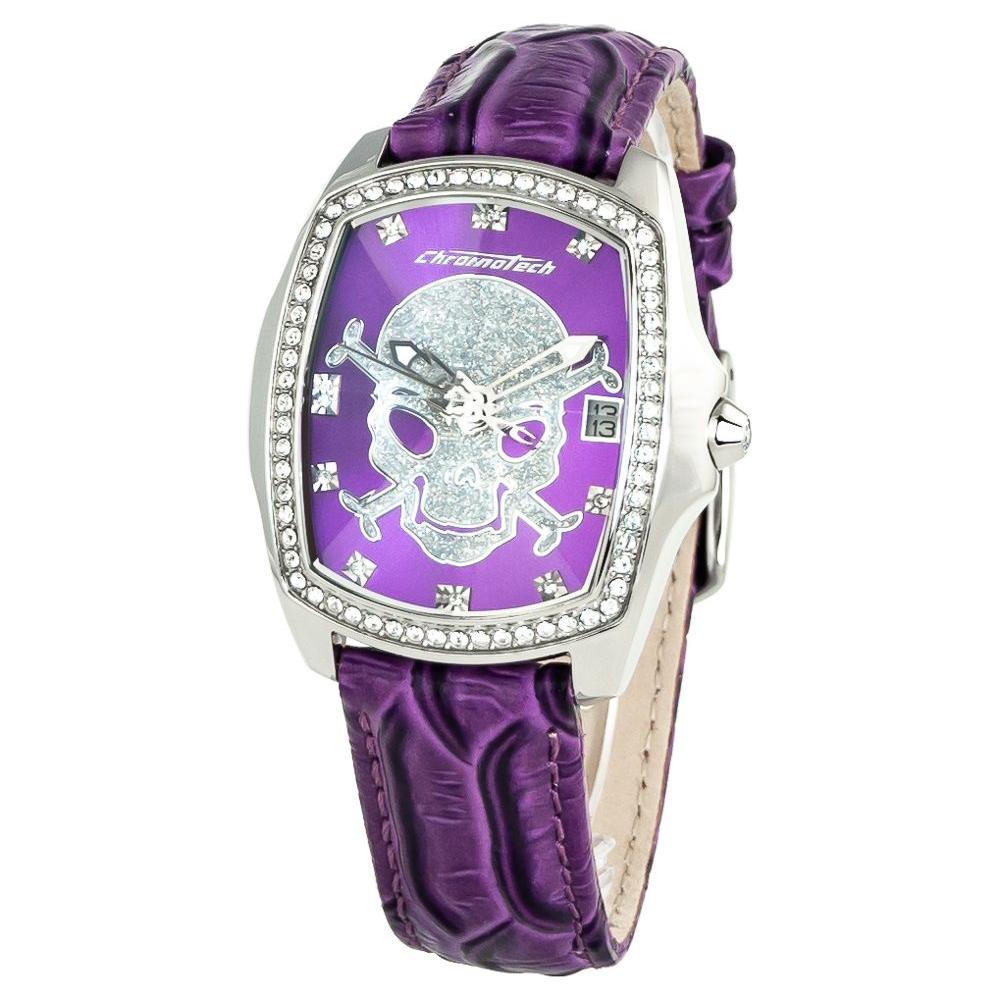 Chronotech Purple Leather Watch Chronotech Gray