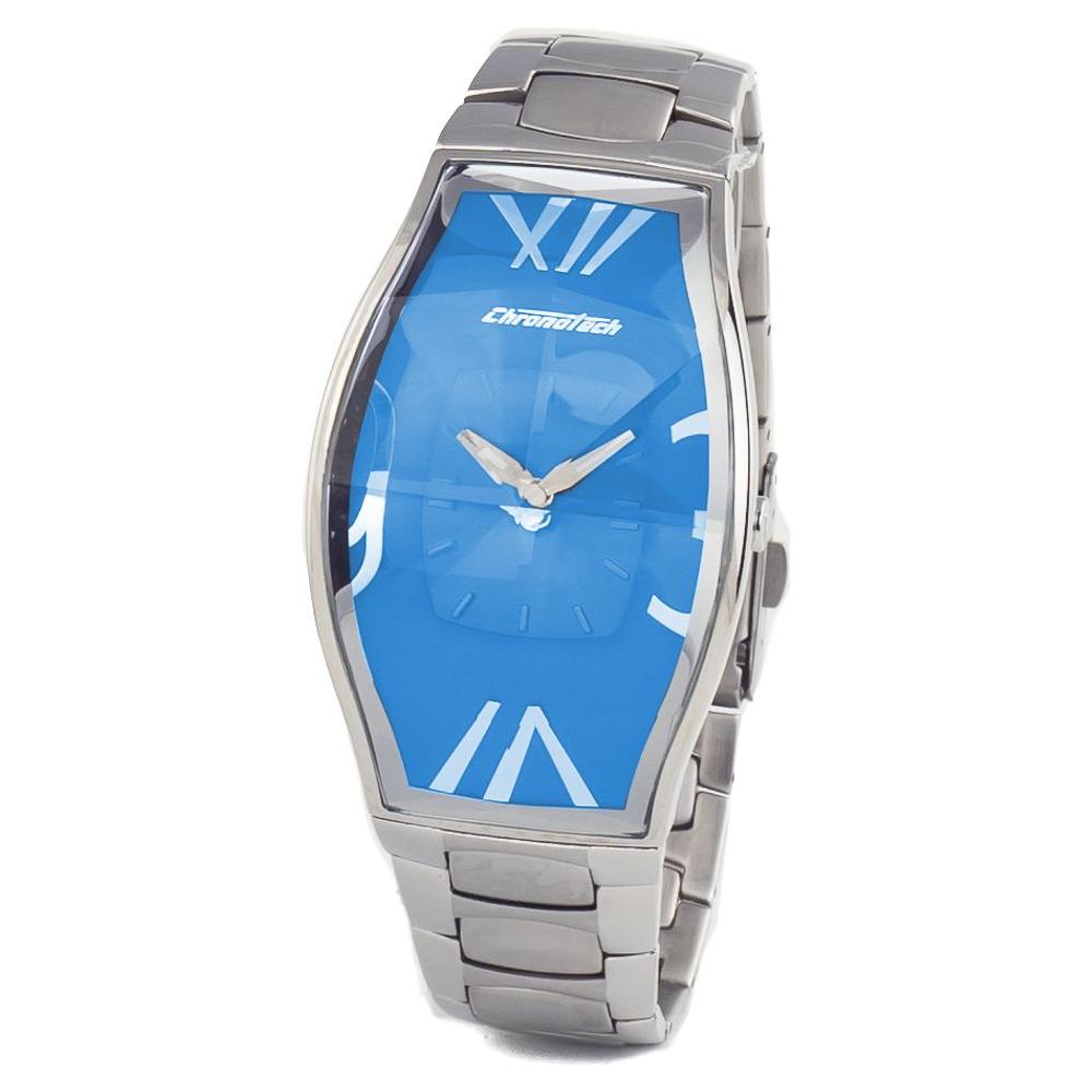 Chronotech Silver Stainless Steel Watch Chronotech Steel Blue