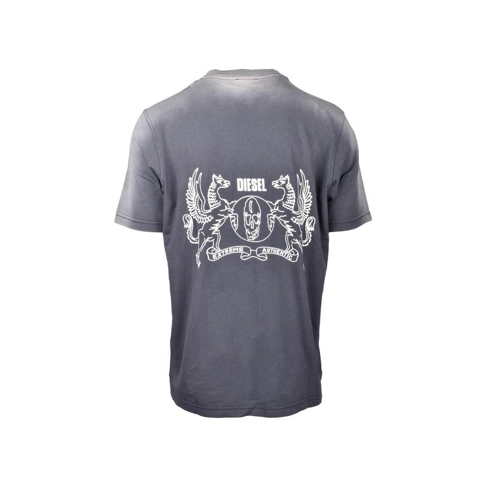 Diesel Gray Cotton T-Shirt Diesel Dim Gray