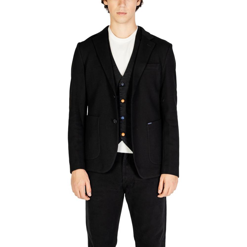 Gianni Lupo Black Cotton Blazer Gianni Lupo Black