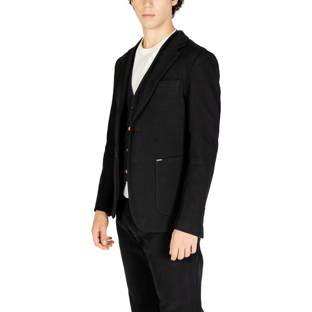 Gianni Lupo Black Cotton Blazer Gianni Lupo Black