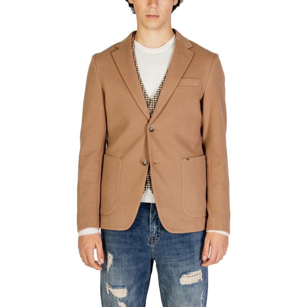 Gianni Lupo Beige Cotton Blazer Gianni Lupo Rosy Brown