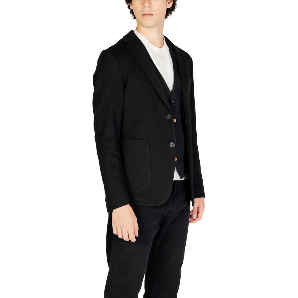 Gianni Lupo Black Cotton Blazer Gianni Lupo Black