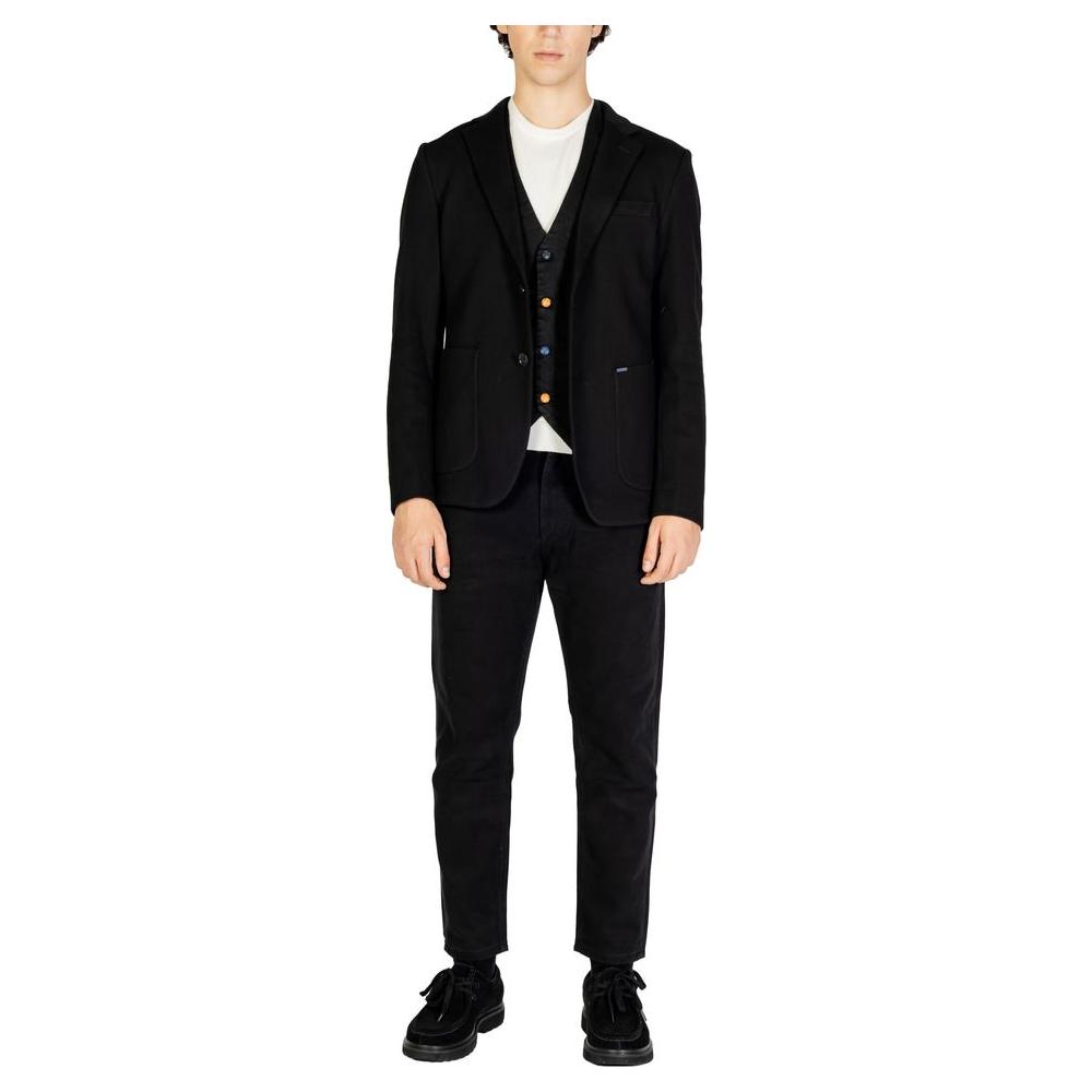 Gianni Lupo Black Cotton Blazer Gianni Lupo Black