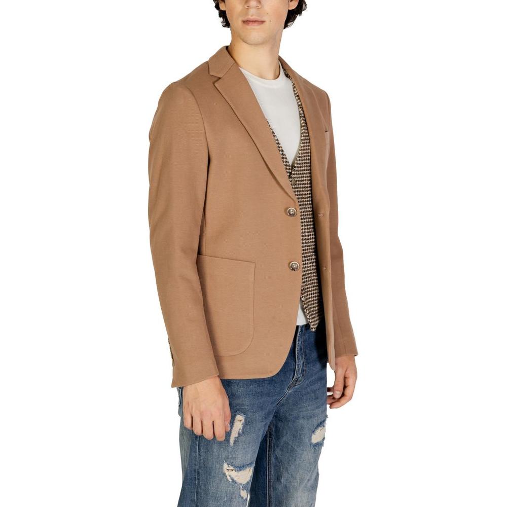 Gianni Lupo Beige Cotton Blazer Gianni Lupo Rosy Brown