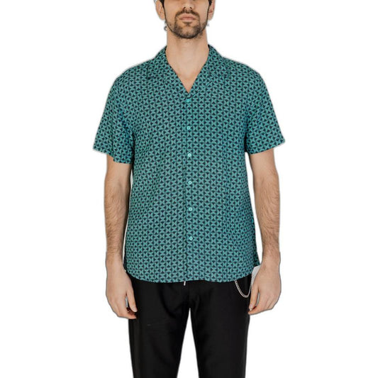 Gianni Lupo Turquoise Viscose Shirt Gianni Lupo Dim Gray