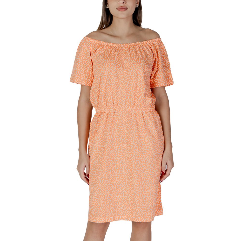 B.Young Orange Cotton Short Dress